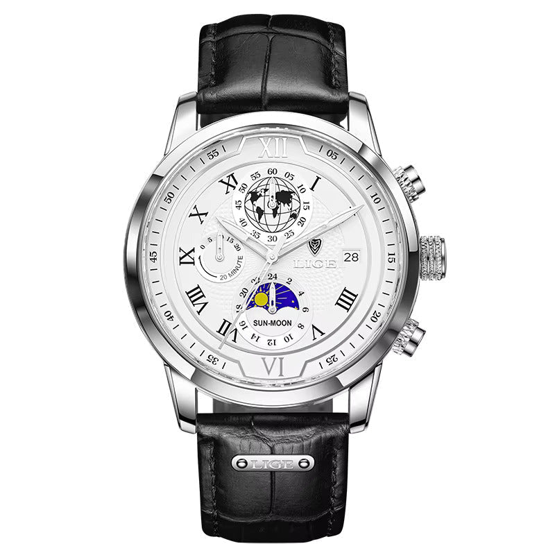 The Eclipse herenhorloge – Zilver, witte wijzerplaat