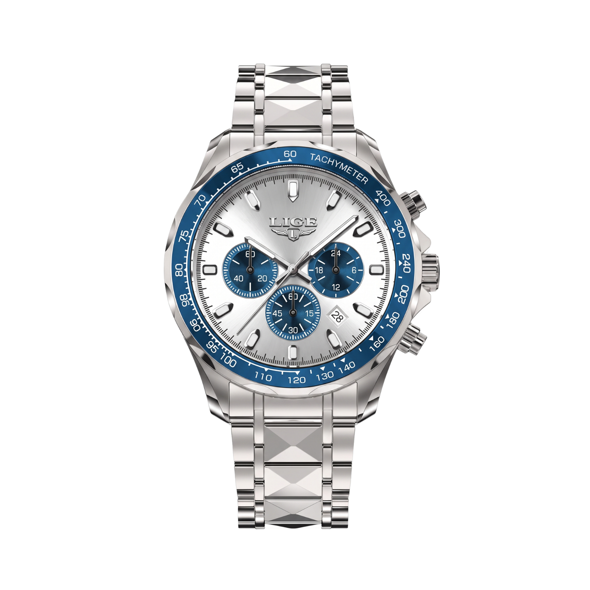 Cap Nord herenhorloge – Witte wijzerplaat, blauwe bezel