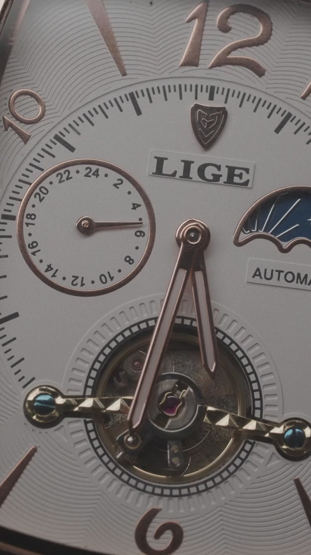 Automatisch tonneauhorloge – detail van de wijzerplaat